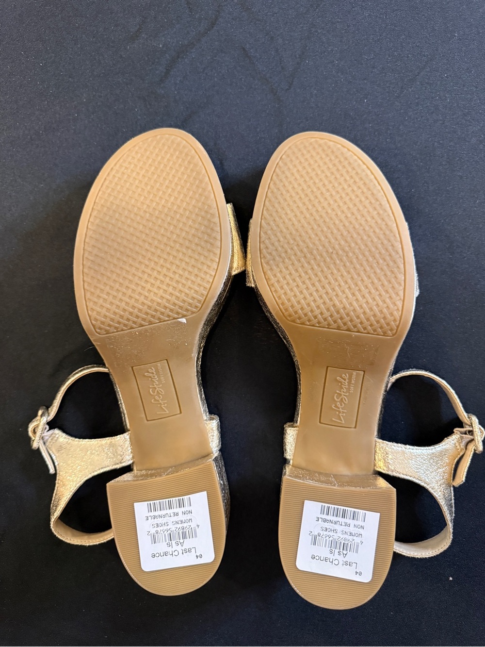 Life Stride Rythmn Metallic Block Heel Sandal - Gold Women's Dress 9.5W Wide - Picture 9 of 10